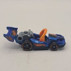 2015 HOT WHEELS LET'S GO BLUE 1:64 DIECAST 3 1/8" RACE CAR WITH ORANGE & BLACK